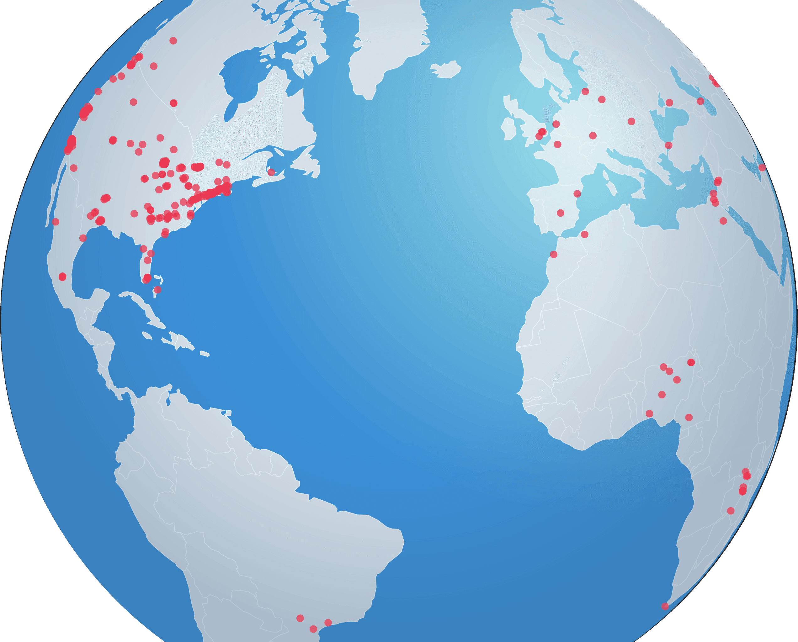 Globe with hundreds of Hack Clubs